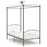 ZNTS 284481 Canopy Bed Frame without Mattress Grey Metal 100x200 cm