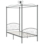 ZNTS 284481 Canopy Bed Frame without Mattress Grey Metal 100x200 cm
