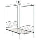ZNTS 284481 Canopy Bed Frame without Mattress Grey Metal 100x200 cm