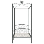 ZNTS 284481 Canopy Bed Frame without Mattress Grey Metal 100x200 cm