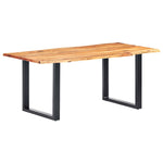 ZNTS Dining Table with Live Edges Solid Acacia Wood 200 cm 3.8 cm 285938