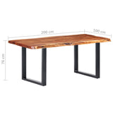 ZNTS Dining Table with Live Edges Solid Acacia Wood 200 cm 6 cm 285940