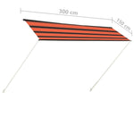 ZNTS Retractable Awning 300x150 cm Orange and Brown 145897