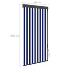 ZNTS Outdoor Roller Blind 100x250 cm Blue and White 145955