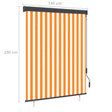 ZNTS Outdoor Roller Blind 140x250 cm White and Orange 145969