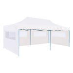 ZNTS Folding Pop-up Partytent with Sidewalls 3x6 m Steel White 48863