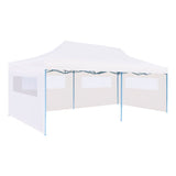 ZNTS Folding Pop-up Partytent with Sidewalls 3x6 m Steel White 48863