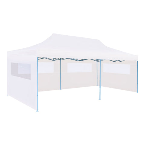 ZNTS Folding Pop-up Partytent with Sidewalls 3x6 m Steel White 48863