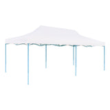 ZNTS Folding Pop-up Partytent with Sidewalls 3x6 m Steel White 48863