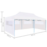 ZNTS Folding Pop-up Partytent with Sidewalls 3x6 m Steel White 48863