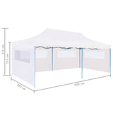 ZNTS Folding Pop-up Partytent with Sidewalls 3x6 m Steel White 48863