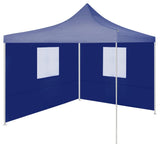 ZNTS Professional Folding Party Tent with 2 Sidewalls 2x2 m Steel Blue 48878