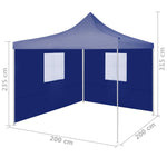 ZNTS Professional Folding Party Tent with 2 Sidewalls 2x2 m Steel Blue 48878