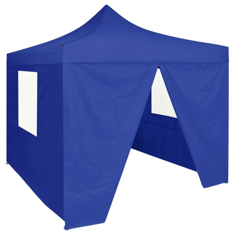 ZNTS Professional Folding Party Tent with 4 Sidewalls 2x2 m Steel Blue 48879
