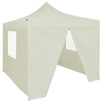 ZNTS Professional Folding Party Tent with 4 Sidewalls 2x2 m Steel Cream 48882
