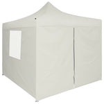 ZNTS Professional Folding Party Tent with 4 Sidewalls 2x2 m Steel Cream 48882