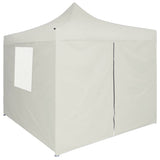ZNTS Professional Folding Party Tent with 4 Sidewalls 2x2 m Steel Cream 48882