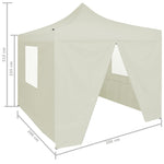 ZNTS Professional Folding Party Tent with 4 Sidewalls 2x2 m Steel Cream 48882