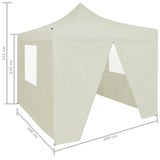 ZNTS Professional Folding Party Tent with 4 Sidewalls 2x2 m Steel Cream 48882