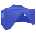 ZNTS Professional Folding Party Tent with 4 Sidewalls 3x4 m Steel Blue 48891