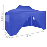 ZNTS Professional Folding Party Tent with 4 Sidewalls 3x4 m Steel Blue 48891