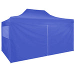 ZNTS Professional Folding Party Tent with 4 Sidewalls 3x4 m Steel Blue 48891
