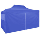 ZNTS Professional Folding Party Tent with 4 Sidewalls 3x4 m Steel Blue 48891