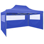ZNTS Professional Folding Party Tent with 4 Sidewalls 3x4 m Steel Blue 48891
