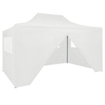 ZNTS Professional Folding Party Tent with 4 Sidewalls 3x4 m Steel White 48900