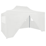 ZNTS Professional Folding Party Tent with 4 Sidewalls 3x4 m Steel White 48900