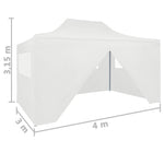 ZNTS Professional Folding Party Tent with 4 Sidewalls 3x4 m Steel White 48900