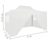 ZNTS Professional Folding Party Tent with 4 Sidewalls 3x4 m Steel White 48900