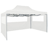 ZNTS Professional Folding Party Tent with 4 Sidewalls 3x4 m Steel White 48900