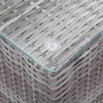 ZNTS Side Tables 3 pcs with Glass Top Grey Poly Rattan 46985