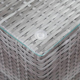 ZNTS Side Tables 3 pcs with Glass Top Grey Poly Rattan 46985