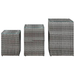 ZNTS Side Tables 3 pcs with Glass Top Grey Poly Rattan 46985