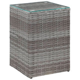 ZNTS Side Tables 3 pcs with Glass Top Grey Poly Rattan 46985