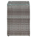 ZNTS Side Tables 3 pcs with Glass Top Grey Poly Rattan 46985