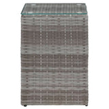 ZNTS Side Tables 3 pcs with Glass Top Grey Poly Rattan 46985