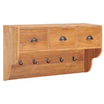 ZNTS Wall Mounted Coat Rack 80x25x45 cm Solid Teak Wood 287236