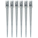 ZNTS Ground Spikes 6 pcs Silver 8x8x91 cm Galvanised Steel 145411