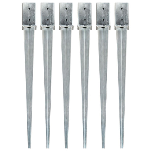 ZNTS Ground Spikes 6 pcs Silver 8x8x91 cm Galvanised Steel 145411