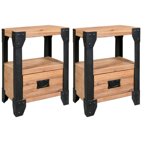 ZNTS Nightstands 2 pcs Solid Acacia Wood Steel 40x30x54 cm 279100