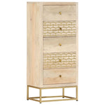ZNTS Drawer Cabinet Gold 45x30x105 cm Solid Mango Wood 286503