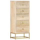 ZNTS Drawer Cabinet Gold 45x30x105 cm Solid Mango Wood 286503