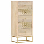 ZNTS Drawer Cabinet Gold 45x30x105 cm Solid Mango Wood 286503