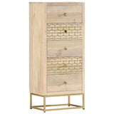 ZNTS Drawer Cabinet Gold 45x30x105 cm Solid Mango Wood 286503