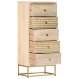 ZNTS Drawer Cabinet Gold 45x30x105 cm Solid Mango Wood 286503
