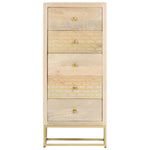 ZNTS Drawer Cabinet Gold 45x30x105 cm Solid Mango Wood 286503