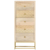 ZNTS Drawer Cabinet Gold 45x30x105 cm Solid Mango Wood 286503